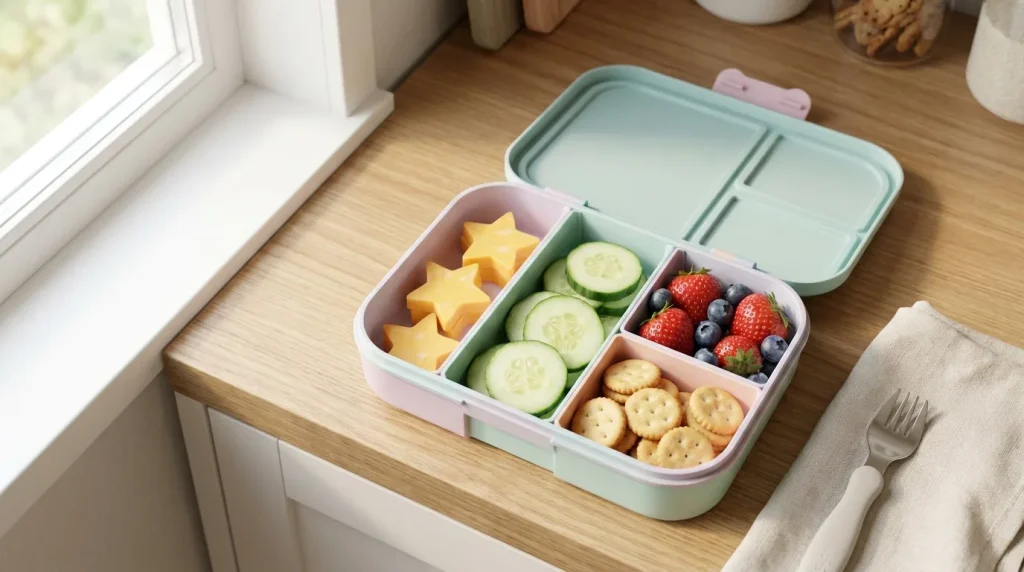 bento box lunch ideas for picky eaters divided into compartments 